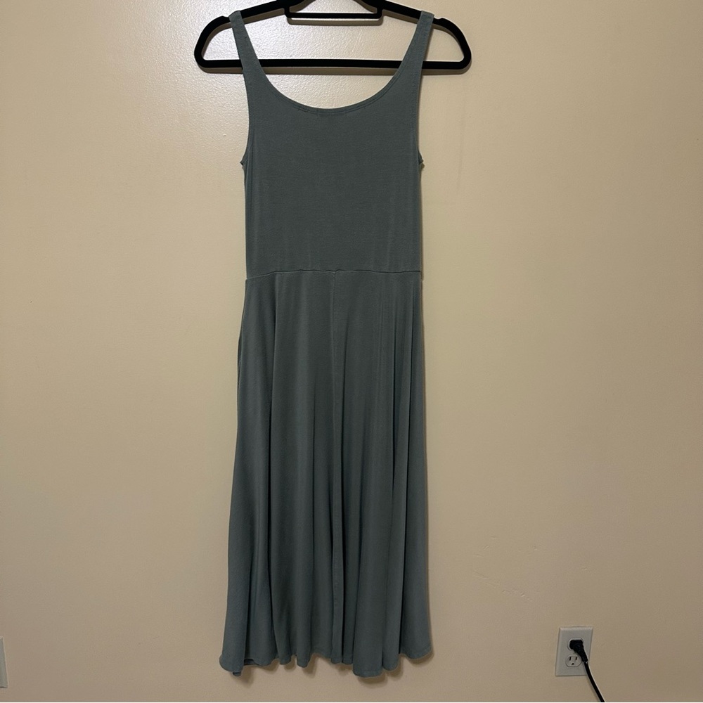 Quince Tencel Jersey Fit & Flare Dress Women S Sage Green - Picture 6 of 6